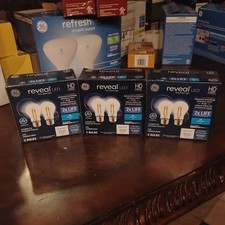 GE Reveal HD 60-Watt EQ A15 Medium Base e-26 Dimmable LED bulbs lot of 3