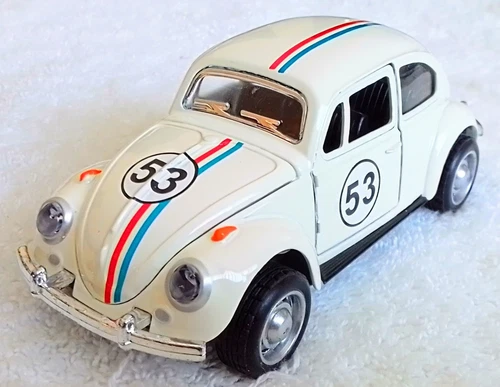 2024 QHT Cream Color VW BEETLE #53 Car Like HERBIE THE LOVE BUG Pull Back Motor - Imagen 12 de 15