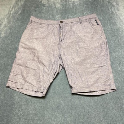 Ecko Unltd. Chino Shorts Mens 38W Gray Chambray Wordmark Logo Lightweight Summer