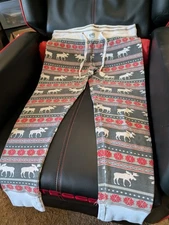 Lazy One Pajama Pants Women's Medium Christmas Legging Stretch Moose Drawstring