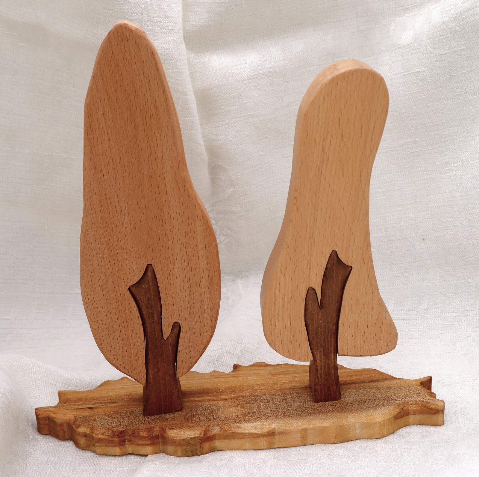 Duo d'arbres en chêne figurines déco pour étagère et salon scandinave