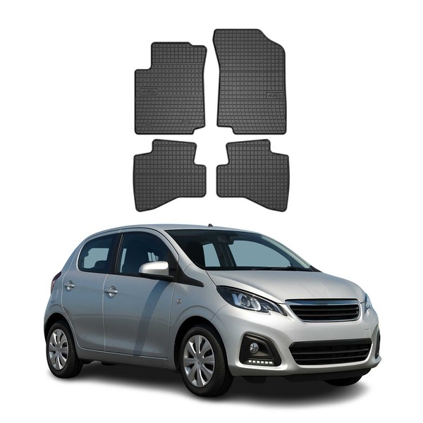 Omac Gummi FußMatten FüR Peugeot 108 2014-2021 Automatten Gummi TPE Schwarz 4Tlg-image
