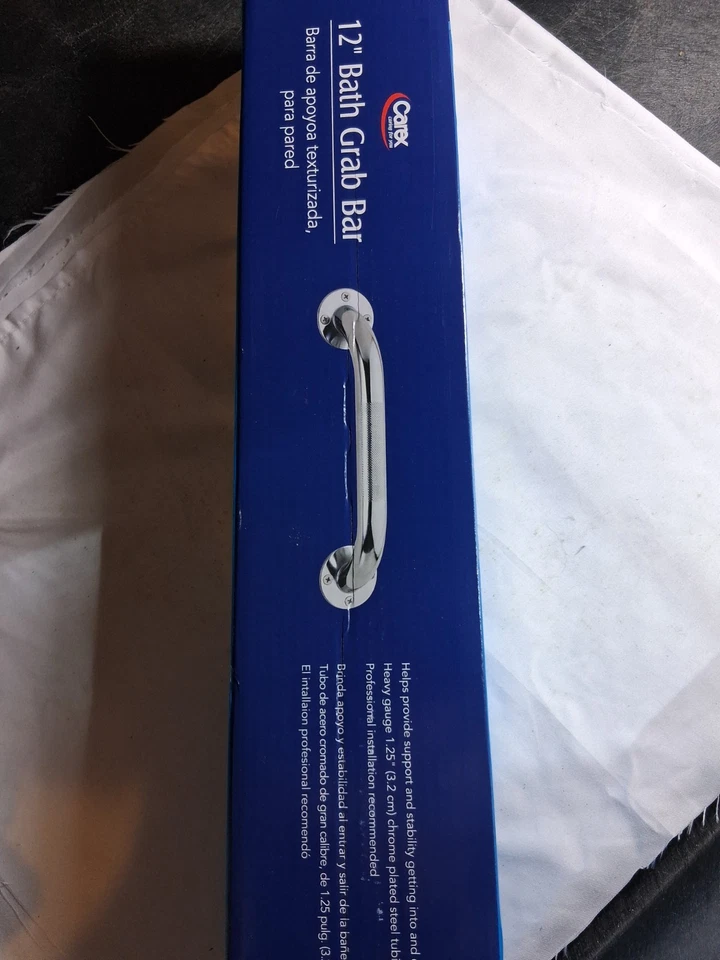 Agarre de baño Carex 12" duradero de acero resistente con textura de seguridad nuevo en caja Foto 2 de 3