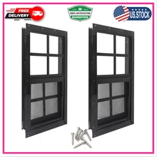 12 X 18 Shed Windows with Tempered Glass and Fiberglass Screen, 2 Pack