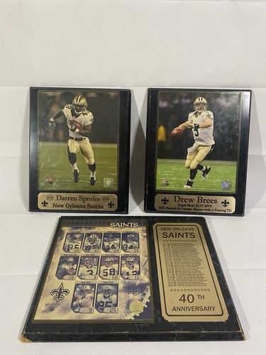 New Orleans Saints Plaque Lot Drew Brees SB XLIV MVP, 40th Anniversary, Sproles