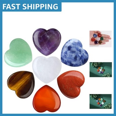 Natural Healing Heart Crystals - 7 Chakra Gemstones Gift Set for Wellness & Love
