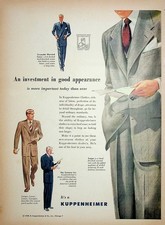Original 1949 vintage Print Ad: Kuppenheimer, An Investment in good appearance