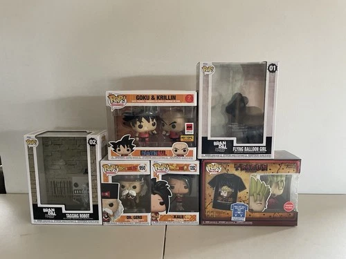 Lot of 6 Funko Pops Dragon Ball Goku Krillin Kale Gero Banksy Balloon Girl Robot