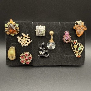 Vintage Signed Single Clip On Earrings Lot Gold Tone Rhinestone Bead Faux Pearl