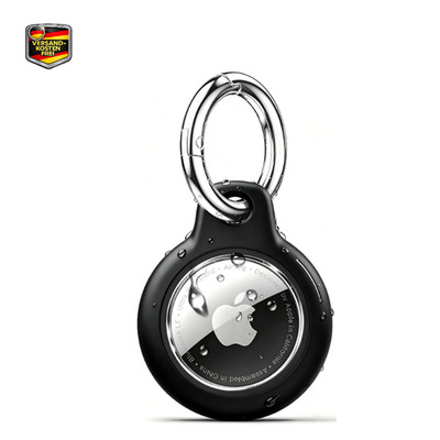 AirTag Hülle Schlüsselanhänger mit Schlüsselclip, Schwarz, für AirTag 2nd 1st