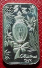 Vintage Christmas 1982-Ornament  Bar 1 Troy oz.999 Silver by Madison Mint