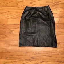 VTG Vakko Skirt Sz 4 Leather Straight High Waist Black