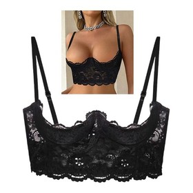 Women's Lace Half Cup Bra Underwired Bra Sexy Open Nipple Sleepwear Lingerie