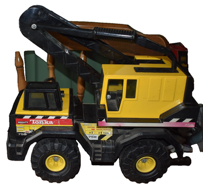 Mighty Tonka 758 Metal Black and Yellow Crane Truck Drag Line 1999