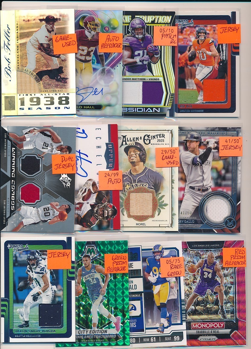 LOADED 1000 CARD AUTO JERSEY #'D PRIZM ROOKIE INSERT SPORTS CARD COLLECTION LOT