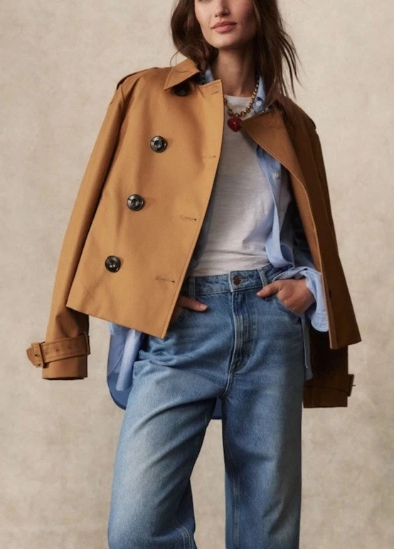 Chaqueta Boden Marrón Mayfair Trench Recortada 100% Algodón Talla 10 Nueva Con Etiquetas Foto 3 de 4