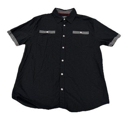 Sovereign State Camp Shirt Mens Size 2X Short Sleeve Button Up Black 100% Cotton