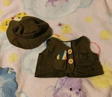 Build-a-Bear Green Fishing Vest  Hat Fisherman Outfit Set