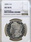 1890 S MORGAN DOLLAR NGC AU 58 PL! INSANELY SCARCE FIND! INCREDIBLE! NR #K3083