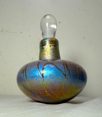 Vintage Fellerman & Raabe hand blown studio art glass iridescent perfume bottle