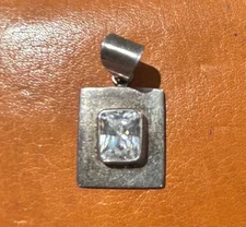 Vintage Silpada 925 Designer  Radiant Cut Cubic Zirconia Necklace Pentant