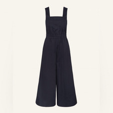 COS Women's size 14 Cotton Wide Leg Jumpsuit Cut Out Back Black