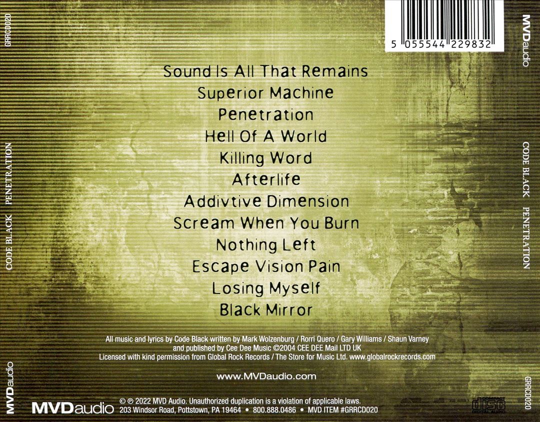 Code Black Penetration New Cd