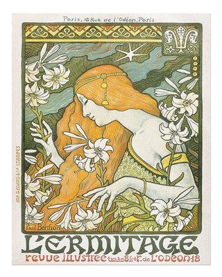 Jugendstil Wandkunst Elegantes Blumendesign Art Nouveau Blumenszene W