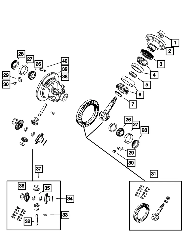 Kit de rodamientos de piñón trasero Mopar Drive genuino 5017438AA Foto 4 de 4