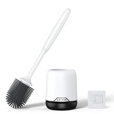 Lefree Silicone Toilet Brush and Holder Set with Ventilated Holder, Floor Sta...