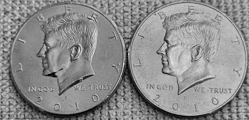 2 - 2010 Kennedy half dollar coins 1 P + 1 D