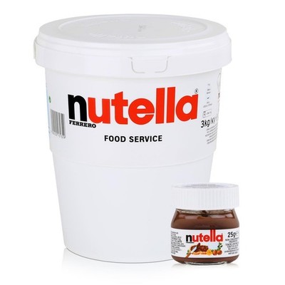 Ferrero Nutella Brotaufstrich Schokolade 3kg Eimer & Mini Glas 25g