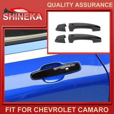 Carbon Fiber Style Door Handle Cover Trim Decors For Chevrolet Camaro 2016-2023 