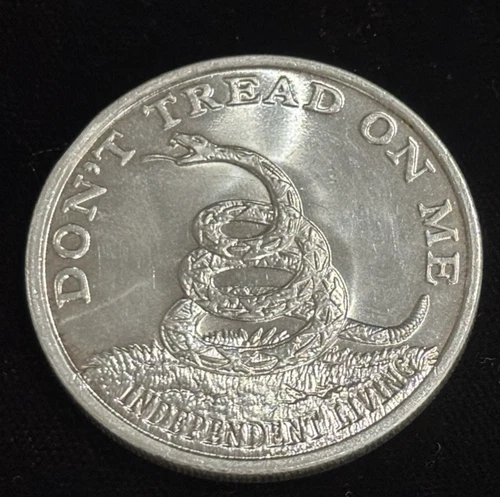 1 Troy Oz .999 Fine Silver Round Coin Don't Tread On Me Snake Boston Tea Party