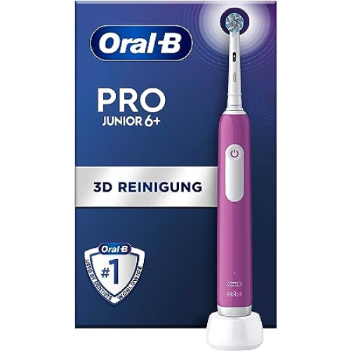 Oral-B Pro Junior 6+ lila Elektrische Zahnbürste, 3 Putzprogramme, Drucksensor