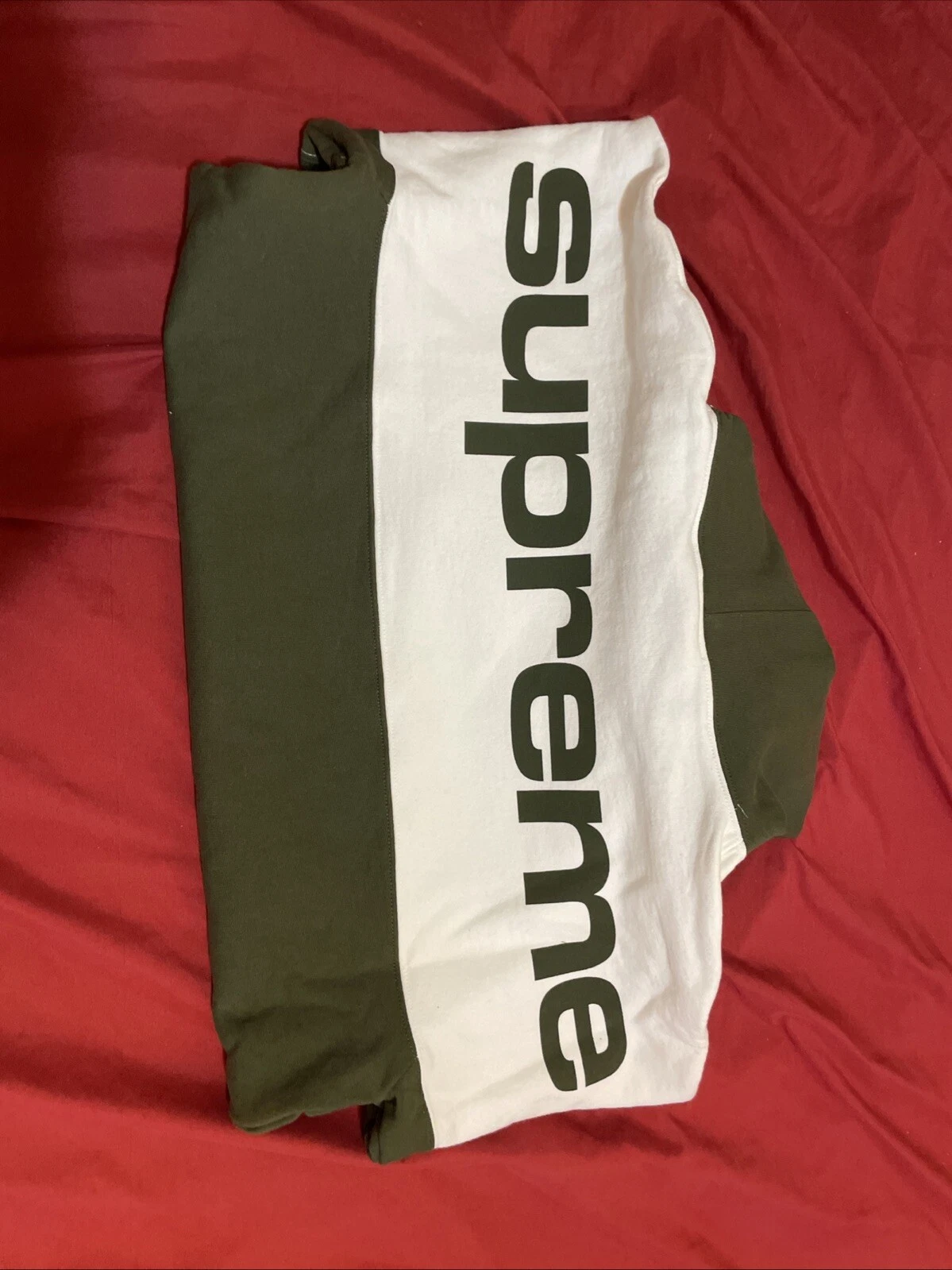Sweat à capuche Supreme FW17 logo bloqué taille M olive foncé/vert