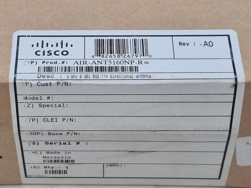 Sealed Cisco AIR-ANT5160NP-R 5GHz 6dBi 802.11n Directional Antenna - Image 2 of 3