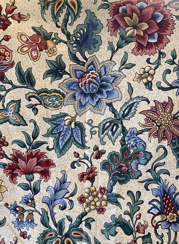 Vintage Decor Fabric 80s Millennial Ambiance Crewel Floral Multi BTY B6