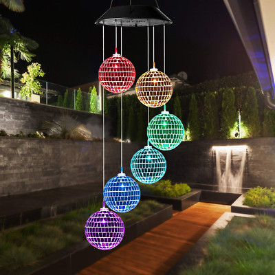 Solar Disco Ball Wind Chime - Color Changing Wind Chime Mobile Hanging LED Light