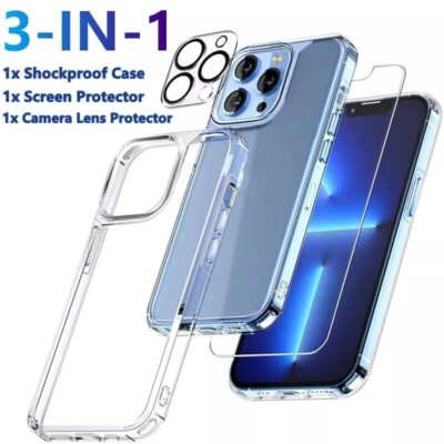 For iPhone 14 13 12 11 Pro Max X XR Shockproof Case Screen Protector Camera Lens