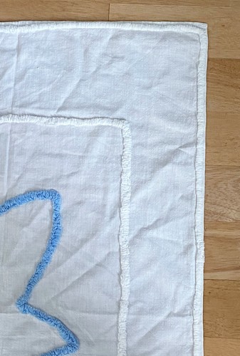 "Manta de colección para bebé oruga década de 1950 cuna colcha azul pato y flor 40"" x 66" - Imagen 5 de 10