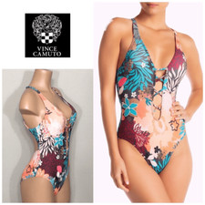 Vince Camuto floral plunge swimsuit. NWT