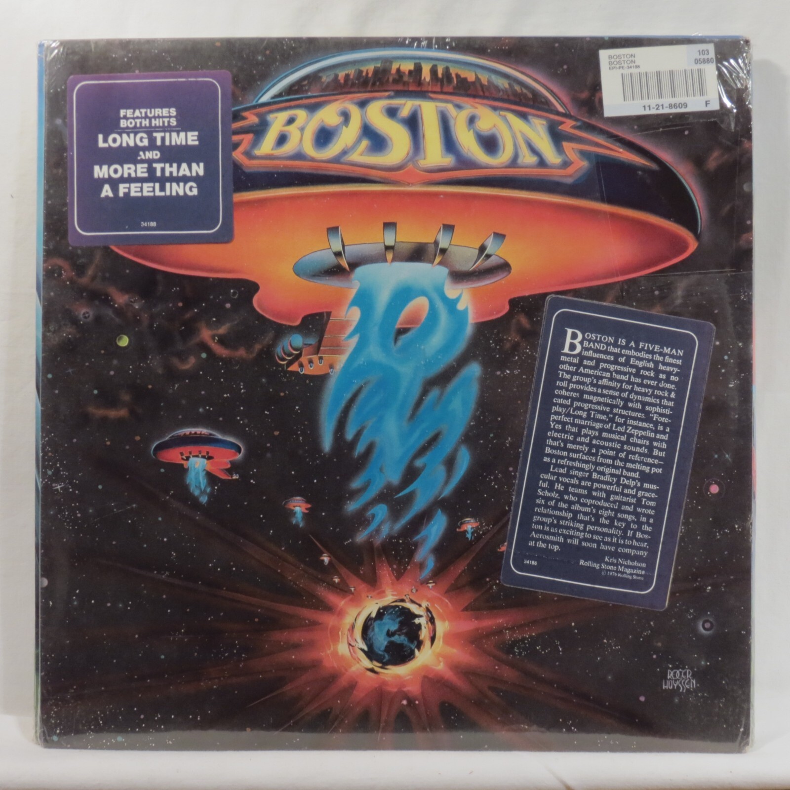 BOSTON ‎– S/T 1976 1st US Issue LP SEALED w/ 2 stickers PE 34188 Tom ...