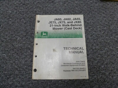 John Deere JA60 JA62 JA65 JE75 JX75 JX85 Mower Service Repair Manual TM1723 xz