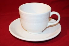 Fiesta Homer Laughlin HLC White Teacup Tea Cup & Saucer, EUC