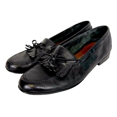 SALVATORE FERRAGAMO Black Italian Leather Kiltie Slip on  display picture 3