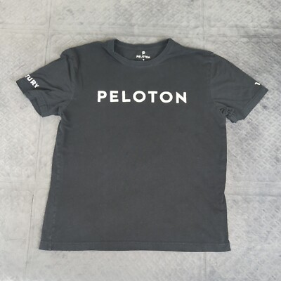 Peloton Cycling Shirt Century 100 Short Sleeve Black Cotton Women Medium 