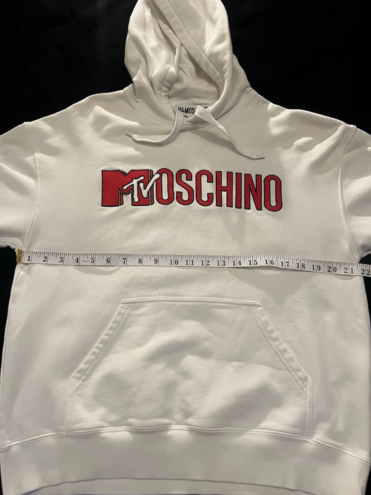 Felpa con cappuccio Moschino H&M MTV logo bianco passerella taglia S