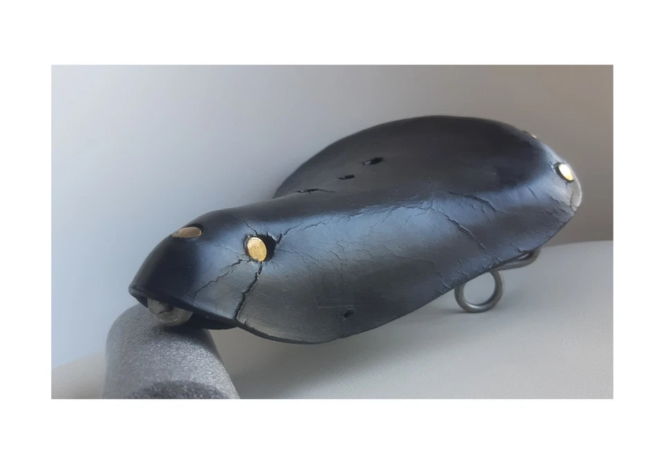 Ancienne selle cuir à ressorts YOUNG 22x19 cm + chariot de selle- vélo ancien - Photo 3/4