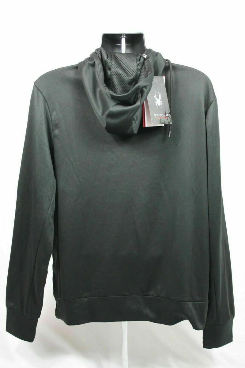 NWT $88 Spyder Active Men's 1/4 Zip Hoodie Sweatshirt Jacket Black